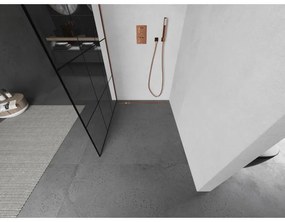 Mexen Kioto, sprchová zástena 100x200 cm, 8mm číre sklo s čiernym vzorom, profil ružové zlato, 800-100-101-60-77