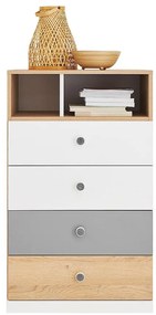 Komoda Pixel Px10 sušienkový dub / biely lux / sivý