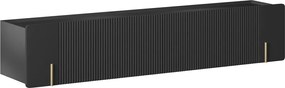 Závesný TV stolík Malmi 200 cm - čierny mat / zlatá