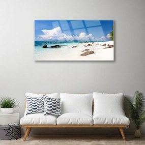 Skleneny obraz Pláž kamene krajina 125x50 cm