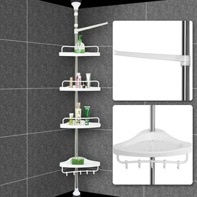 Deuba Teleskopický regál do sprchy DELMO, 92-306 cm, biela