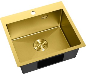Mexen Solix, 1-komorový nerezový drez 500 x 450 mm, brúsená zlatá, vzor voština, 6402501000-55HC