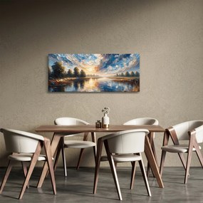Obraz - Maľba slnka nad vodou (120x50 cm)