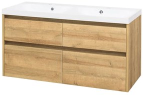 Mereo Mereo, Opto, kúpeľňová skrinka s umývadlom z liatého mramoru, 121 cm, biela, dub, biela/dub, čierna, MER-CN923M