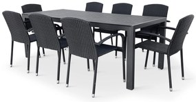 Záhradný jedálenský set Viking XL 190cm + 8x ratanová stolička Roma