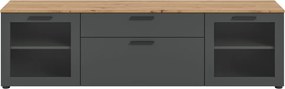 Široká TV skrinka Niklas, 185 cm, šedá/dub artisan