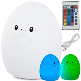 Silikónová LED detská nočná lampička EGG 12,5 cm biela