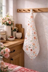 Biela bavlnená utierka s ružami Soft Romantic Blush - 50*70 cm