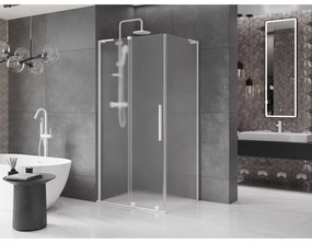 Mexen Velar L, sprchový kút s posuvnými dverami 90 x 80 cm, 8mm sklo námraza, biela matná, 871-090-080-33-20