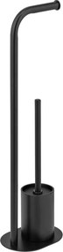 Čierny oceľový stojan na toaletný papier s kefou Levante – Wenko
