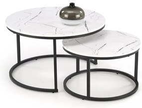 KONFERENČNÝ STOLÍK DAVINO BIELY MRAMOR + ČIERNY
