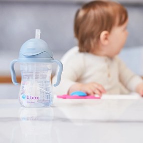 Hrnček so slamkou - modrý 240 ml