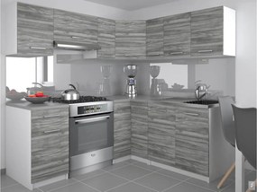 Kuchynská linka Belini 360 cm šedý antracit Glamour Wood s pracovnou doskou Lidiauniqa  TOR LIDIAUNIQA3/4/WT/GW1/0/E