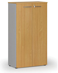 Kancelárska skriňa s dverami PRIMO GRAY, 800 x 420 x 1434 mm, sivá/buk