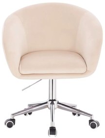 LuxuryForm DESIGN Stolička VENICE VELUR na striebornej podstave s kolieskami - krémová
