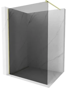 Mexen Kioto, sprchová zástena Walk-In 140 x 200 cm, 8mm šedé sklo, zlatý matný profil, 800-140-101-55-40