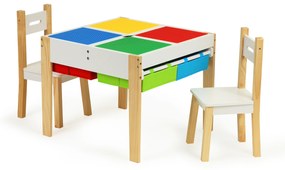 ECOTOYS Drevený detský nábytok set stôl +2 stoličky