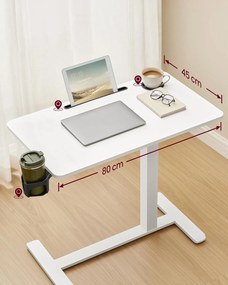 Výškovo nastaviteľný odkladací stolík Vasagle Elev 80 cm biely
