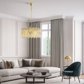 Toolight Toolight, krištáľové závesné svietidlo 8xE14, APP1718-CP, zlatá, OSW-04340