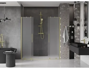 Mexen Velar Duo, posuvné sprchové dvere do otvoru 180 cm, 8mm sklo námraza, zlatá matná, 871-180-000-32-55