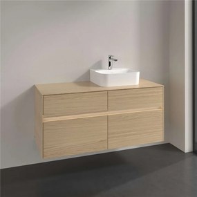 VILLEROY &amp; BOCH Collaro závesná skrinka pod umývadlo na dosku (umývadlo vpravo), 4 zásuvky, s LED osvetlením, 1200 x 500 x 548 mm, Nordic Oak, C099B0VJ