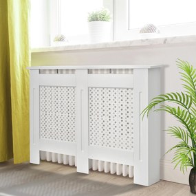 HOMCOM Kryt Radiátora, Nástenná Polička s Moderným Dizajnom MDF 111,5x19x82 cm | Aosom