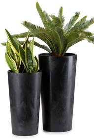 PLASTOVÝ KVETINÁČ URBANIKA SADA 2KS 57X30 CM+46,6X25,5 CM ČIERNA