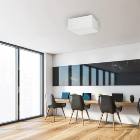 Stropné svietidlo Albion Square, 1x biele bavlnené tienidlo, (biele plexisklo), (50cm)