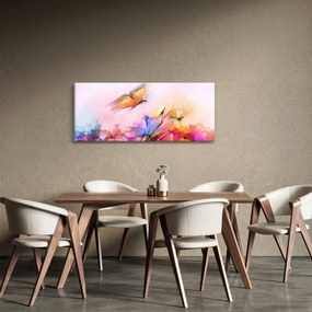 Obraz - Motýľ nad kvetinou, abstrakcia (120x50 cm)