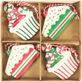 Sada 4 ks vianočných ozdôb CHRISTMAS PATISSERIE 6 cm