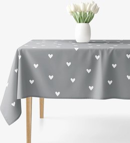 Goldea hranatý obrus 100% bavlnené plátno - srdiečka na sivom 140 x 220 cm