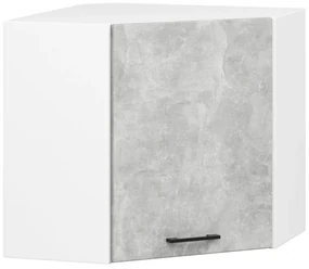 Rohová závěsná kuchyňská skříňka Olivie W 60 cm bílá/beton