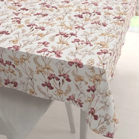 Biante Bavlnený obdĺžnikový obrus Sandra SA-636 Vínovo-béžové kosatce na bielom 50x100 cm