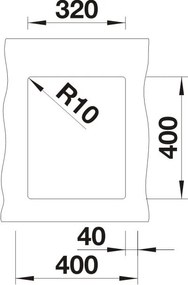 Blanco Subline 320-U, silgranitový drez pod pracovnú dosku 350x460x190 mm, 1-komorový, sivá vulkán, BLA-527343