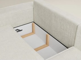 Krémovobiela ženilková rozkladacia/s úložným priestorom rohová pohovka (pravý roh/do L) Tonga – Maison de Rêve