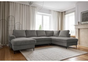 Sivá menčestrová rozkladacia rohová pohovka (pravý roh) Lofty Lilly – Miuform