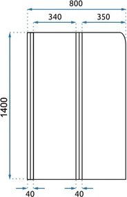 Rea Agat-2, vaňová zástena, 2-krídlová, 80 x 140 cm, chróm-transparentná, REA-W0700