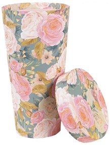 Papierový úložný box s kvetinami - Ø 9*18 cm