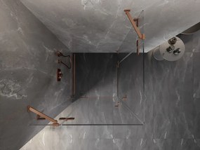 Mexen Lunar Duo, výklopný sprchový kút 90 x 90 cm, 8mm číre sklo, profil medená matná, 834-090L-090P-65-00