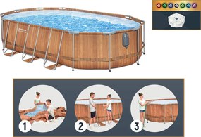 Bazén Bestway s rámom 610x366x122, 10 v 1, rebrík s pumpou + LED 56719