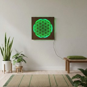 SENTOP | Drevená mandala Kvet života s LED podsvietením obraz na stenu  | SENTOP LED0168