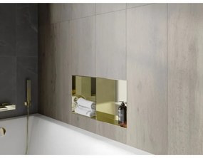 Mexen X-Wall-NR, polička na zapustenie pod obklad bez goliera 60 x 30 cm, zlatá lesklá, 1951603010S