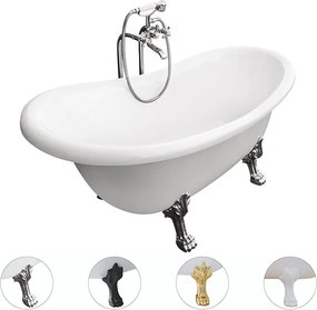 Besco Akrylátová voľne stojaca vaňa Otylia 160x77 (170x77) bez prepadu BESCO-Typ výpuste: Click-Clack bez prepadu, chróm, BESCO-Nôžky: Čierna mat, BE…