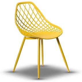 Stolička CHICO žltá - moderná, priesvitná, do kuchyne / záhrady / kaviarne