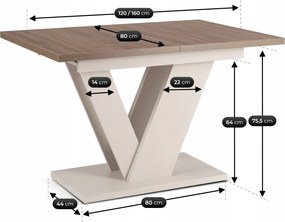 Jedálnský rozkladací stôl ARES orech/kašmír