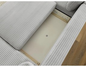 Svetlosivá menčestrová rozkladacia/s úložným priestorom rohová pohovka (ľavý roh/do tvaru "U") Lucien – Bobochic Paris