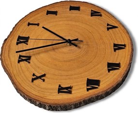 Nástenné hodiny z prierezu kmeňa | KORO: Amber - 3072 26-29 cm 4812-115559 KOR005-29-AMBER