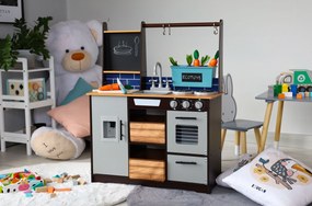 Veľká drevená kuchynka pre deti s doplnkami, ECOTOYS