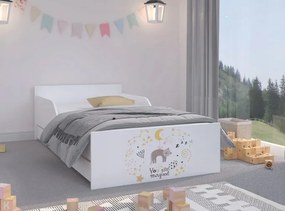 Dievčenská detská posteľ s hviezdičkami a mačkou 180 x 90 cm