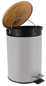 TENDANCE Odpadkový kôš Timeless, sivá/s drevenými prvkami, 2,5 l